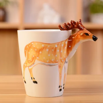 3D Seramik Hayvan Kahve Fincanı Süt Cappuccino Latte Kupa Karikatür Desen Ev Ofis Çay Fincanı Soğuk İçecek Kupa Çocuk Hediye