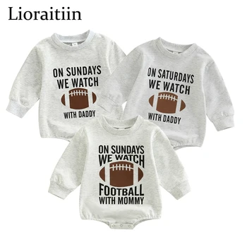 2022-08-11 Lioraitiin 0-18M Bebek Bebek Kız Erkek Romper Rugby Mektuplar Baskı Uzun Kollu Tulumlar Bahar Sonbahar Giysileri