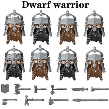 Ortaçağ Askeri Setleri Şövalye Asker Figürleri Mini Tuğla Cüce Savaşçı Kalkanı Uzun Balta Uzun Çekiç Silahlar Oyuncaklar Çocuklar İçin