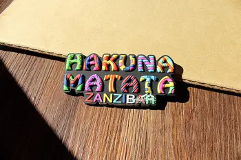 Hakuna Matata, Zanzibar, Tanzanya Afrika Turist Seyahat Hatıra 3D Kauçuk Buzdolabı Mıknatısı