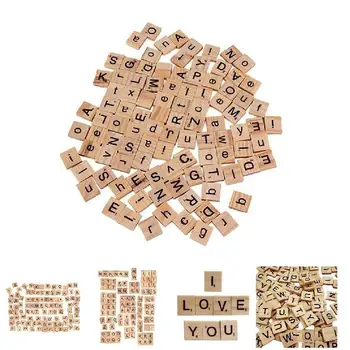 Sıcak 100 Adet Ahşap Fayans Mektup Alfabe s Numarası Zanaat İngilizce Kelimeler Dekoratif Harfler Sayılar Dekorasyon Dıy Bağlantısız Ahşap