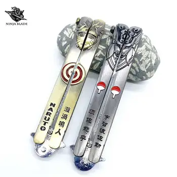 Uzumaki Narutoo Balisong Model Uchiha Sasuke Susanoo Künt Kelebek Bıçak Metal Eğitmen Anime Koleksiyonu İçin