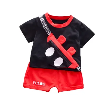 Yeni Yaz Moda Bebek Kız Giysileri Çocuk Erkek Pamuklu Tişört Şort 2 adet / takım Toddler Rahat Kostüm Bebek Çocuk Eşofman