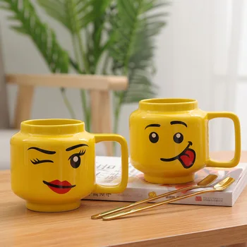Anlatım Karikatür Yüz Süt Çay Bardağı Gülümseyen arkadaş Kahve Kupaları Seramik Bardak Kupalar Drinkware ZM120106 Sevimli 