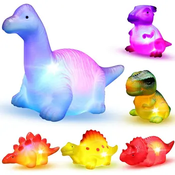 6 adet Light-Up Yüzen Dinozor Banyo oyuncak seti Yürümeye Başlayan Çocuklar İçin Su Küvet Duş Havuzu Banyo Oyuncak Çocuklar İçin Okul Öncesi