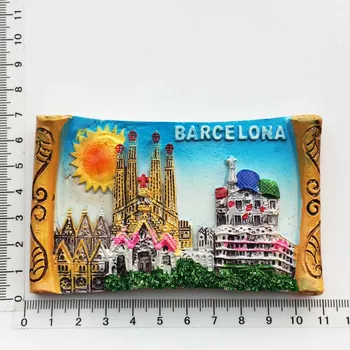 Barcelona Buzdolabı Mıknatısları Turizm Hatıra El Sanatları 3D Reçine Çerçeve Manyetik buzdolabı yapıştırması Ev Dekor Hediye Fikirleri
