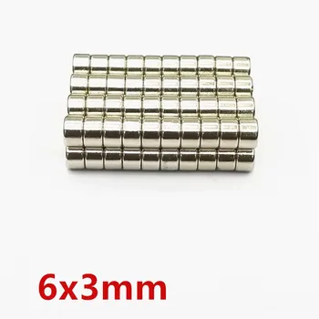Neodimyum mıknatıs 6x3 Nadir Toprak küçük süper Güçlü Yuvarlak kalıcı 6 * 3mm buzdolabı Elektromıknatıs NdFeB nikel manyetik DİSK