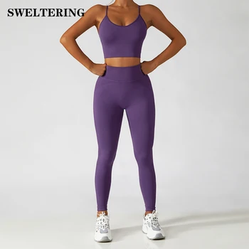 2 Adet Dikişsiz Yoga Seti Spor Giyim egzersiz kıyafetleri Kadınlar İçin Eşofman Spor Seti Yüksek Bel Spor Kıyafet Yoga Spor Takım Elbise