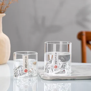Yaratıcı 3D Dağlar Japon viski bardağı Eski Moda Viski Kaya Cam Ahşap Hediye Kutusu Votka Bardak Şarap Bardağı Drinkware Sıcak
