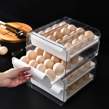 Çekmece Tipi Yumurta saklama kutusu Plastik Buzdolabı Anti-Damla Yumurta Kutusu Taze Yumurta Bitirme Ekipmanları Mutfak Büyük Kapasiteli Yumurta Tepsisi
