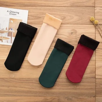 Kış Kalınlaşmak Peluş Sıcak Kadın Çorap Termal Yün Kar Sox Unisex Soğuk Direnci-30 ℃ Kadife Çizmeler Kat Uyku Socken Damla