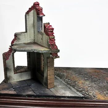 İKINCI dünya savaşı Kalıntıları Köşe Ev Askeri Modeli Yapı Kiti 1/35 Ölçekli Diorama Sahne Çoğaltma Dünya Savaşı II Kalır