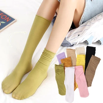 Kadın Moda Volanlı Çorap Bahar Sonbahar Nefes İnce Gevşek Yüksek Çorap Kızlar Şeker Renk Fırfırlı Kazık Çorap Çorap