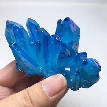 Nadir güzel mavi alev aura kuvars kristal küme numune sadece 1 adet