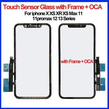 Orijinal LCD Dokunmatik Sensör Cam Çerçeve + OCA Tutkal iPhone X XS MAX XR 11 Pro max 12 13 ekran Kapağı Tamir OLED