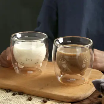 200 ML güzel süt kupa yaratıcı ısı yalıtım çift katmanlı sevimli kupalar ayı çay süt kahve espresso fincanı noel kupa hediye