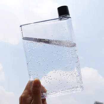 Düz Su şişesi Taşınabilir Şeffaf Kitap Taşınabilir Kağıt Pedi Su şişesi Düz içecekler su ısıtıcısı seyahat yürüyüş içecek şişesi