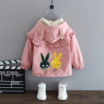 2021 Yeni Sonbahar Kız Ceket Çocuk Giyim Hoodie Bebek Çocuk Ceket Tavşan Fermuar Uzun Kollu Pamuklu Giysiler 1 2 3 4 5 6 Yıl