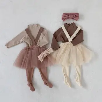 Bebek Kız Giysileri Set Toddler Tutu Askı Etek Bebek Bebek Kız Sonbahar Tayt Seti Moda Bebek Kız Etek Çocuklar Kıyafetler