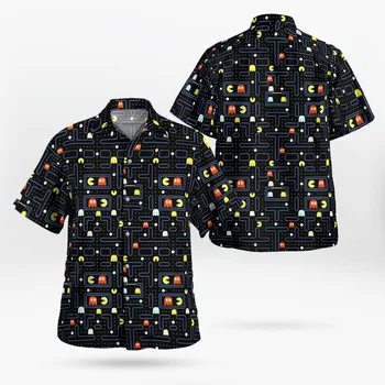 2021 Yeni 3D Baskı Oyunu Anime Hawaii Gömlek Erkekler Yaz Kısa kollu Plaj Gömlek Erkek Gömlek Büyük Boy Camisa Masculina 5XL-130