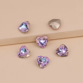 VL Kalp Şekli Farklı Boyutu Kristal Glitter Cam Rhinestones Tırnak Taklidi DIY Rhinestones Çivi Sanat Çivi Accesorios