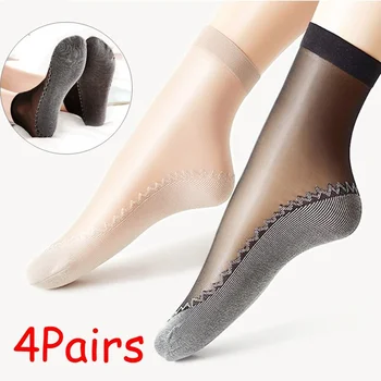 4 Çift Bahar Yaz Ultra ThinTransparent İpek Çorap Kadın Moda Rahat Yumuşak Nefes Sox Zarif Bayanlar Dropshipping