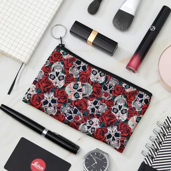 Unisex Komik Kafatası bozuk para cüzdanı Kadın Mini Tuval kart tutucu küçük cüzdan Kılıfı Günlük saklama çantası Kawaii Kız Çanta Debriyaj