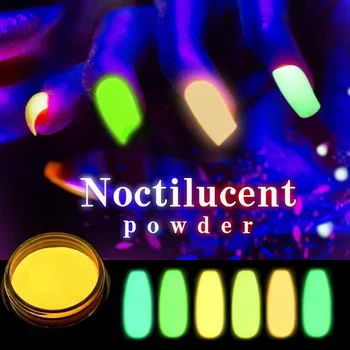 12 Renk Neon Floresan Tırnak Tozu Glitter Süper Parlak Karanlıkta Parlayan Fosforlu Pigment Tırnak Sanat Dekorasyon