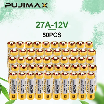 PUJIMAX 27A Alkalin Pil 50 Adet 12V A27 L828 piller Çakmaklar için Uzaktan Araba Anahtarları Kapı Zili Kuru Hücre V27GA EL812 G27A MN27