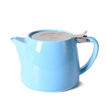 Porselen Mini Çaydanlık Beyaz (2-3 Bardak) - Çin Yapımı - Paslanmaz Çelik Kapak ve Gevşek Yaprak Çay Demlemek için Ekstra İnce Demlik-620ml