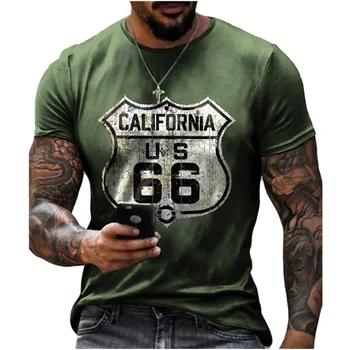 2021 Yaz Yeni Cal Rota 66 erkek kısa kollu spor tişört Baskılı Rahat T Shirt Moda Sokak Artı Boyutu Üst XXS-6XL