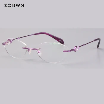 ZOBWN Moda çerçevesiz Gözlük Çerçeveleri Marka Erkek Yeni Kadın Bilgisayar Çerçeve kedi Gözlük okuma lens Armacao Oculos De Gri