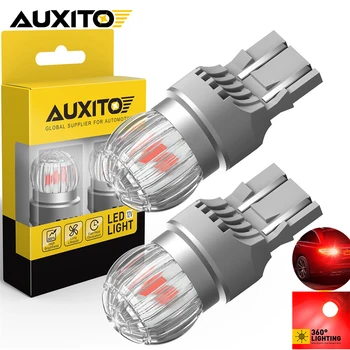 AUXITO 2x7443 W21 / 5W Kırmızı LED Ampul fren lambaları Lada Kalina Granta Vesta Audi A3 DRL LED Ampuller 12V 6500K Beyaz Süper Parlak