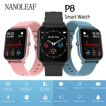 Akıllı saat Erkekler Bayanlar H10 VS P8 Tam dokunmatik ekranlı dijital saat nabız monitörü Fitness Egzersiz Özel Arama IOS Android için