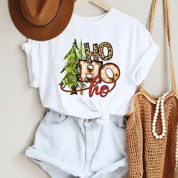 Kadın Tatil Tatil Tarzı Kısa Kollu Merry Christmas Moda Baskı Tişörtleri Trend Üst T Shirt Grafik Seyahat Tee T-Shirt