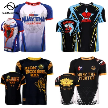 MMA T Shirt Mens Womens Çocuklar Rashguard Jiu Jitsu Bjj Gömlek Kısa Kollu Spor Muay Thai Boks Spor Kazak Kickboks Forması