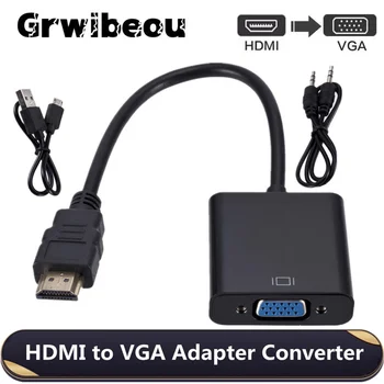 Grwıbeou 1080P HDMI uyumlu VGA Dönüştürücü Ses USB Portu Xbox PS4 PC Dizüstü TV kutusu Projektör Ekran