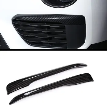 2 adet Karbon fiber plastik aksesuarlar BMW için Yeni X1 F48 2016-2019 Ön Sis Lambası Şeritleri Trim Kalıplama Araba Styling