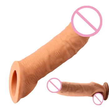 Yapay penis Seks Oyuncakları erkek Uzatılmış Penis Kollu Kalınlaşmış Penis Halka Kilit İnce Kollu Erkek Giyim Simülasyon Büyütücü Prezervatif