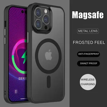 Lüks Manyetik Magsafe İçin Kablosuz Şarj Telefon Kılıfları iPhone 14 13 Pro Max 14 Artı Magsafing Kapak Darbeye Dayanıklı Zırh Fundas