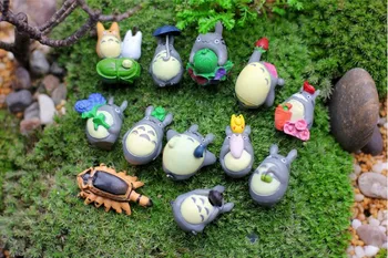 12 ADET / GRUP Totoro Minyatürleri Mini Bahçe Peri Bahçe Dekorasyon Reçine Figürü El Sanatları DIY Mikro Peyzaj KS 011