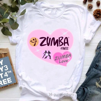 Pembe Zumba Aşk Grafik Baskı T Shirt Kadın Dans Sevgilisi Tshirt Femme Harajuku Kawaii Giysileri Yaz moda tişört Kadın