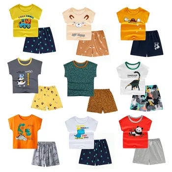 Erkek Kız yaz giysileri Set Kısa Kollu pamuklu tişört Şort Çocuklar Spor Eşofman çocuk kıyafetleri Genç İçin 2 4 6 8 10 12 Y