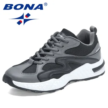BONA 2022 Yeni Tasarımcılar Rahat spor ayakkabılar koşu ayakkabıları Erkekler Yüksek Kaliteli Renk Eşleştirme Koşu Yürüyüş Ayakkabısı Mansculino