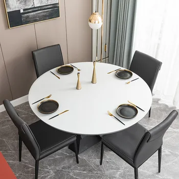 Düz renk deri Yuvarlak Masa Örtüsü Yağa Dayanıklı Su Geçirmez Masa mat custom made kaymaz ahşap yemek masası koruyucu kapak
