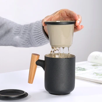 Seramik Filtre çay bardağı Ofis Ev kapaklı kupa Su Bardağı Çay Ayırma Fincan