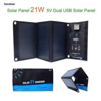 Tarrahaw Açık Taşınabilir Katlanır GÜNEŞ PANELI 21W 5V 3.58 A USB Pil güneş enerjisi şarj cihazı Plaka Kiti Komple Hücre Güç Bankası Güçlü