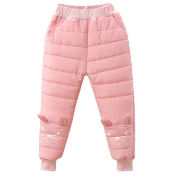 Yeni Kız Çocuk kış pantolonları Pamuk Yastıklı Kalın Sıcak Pantolon Su Geçirmez kayak pantolonu Çocuk Elastik Yüksek Belli Bebek Çocuk Pantolon