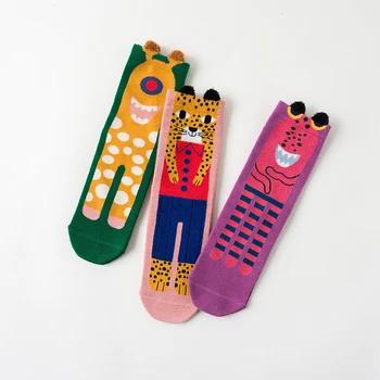 Caramella Harajuku Funky Kadın Çorap Japon Tatlı Renkli Çorap Rahat Komik Uzun Pamuklu Çorap Karikatür Hayvan Chaussete Femme