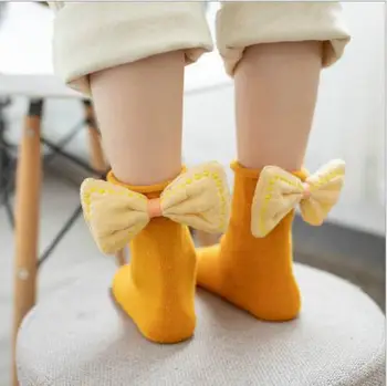 2020 ilkbahar ve sonbahar çocuk çorap kızlar 1-8 yıl pamuk yay kıvrılmış bebek çorap